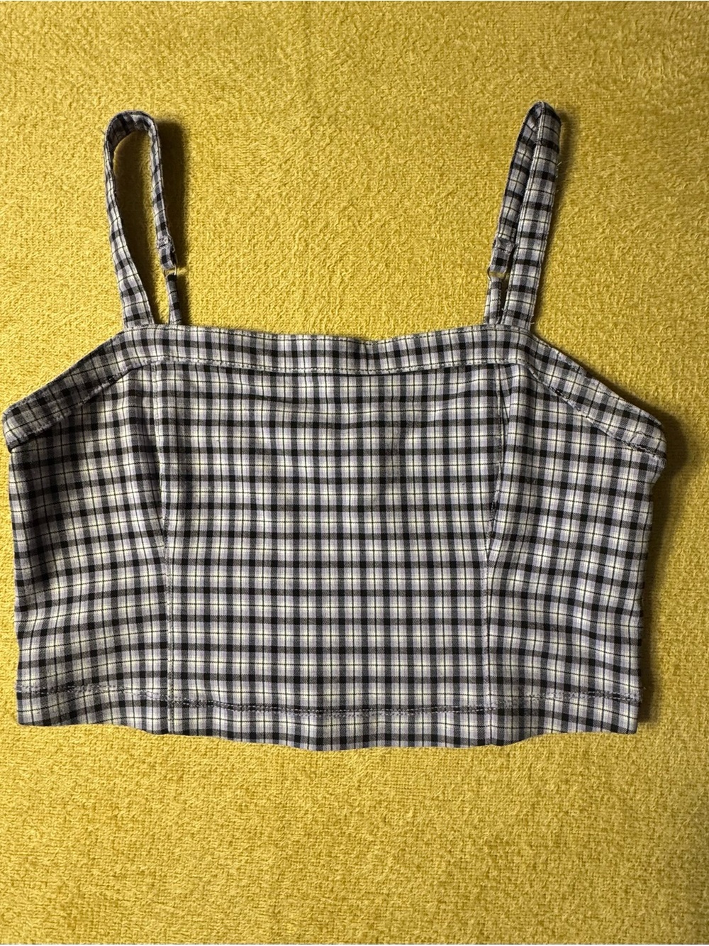 Hollister Purple, Black & White Plaid Square-Neck Crop Camisole